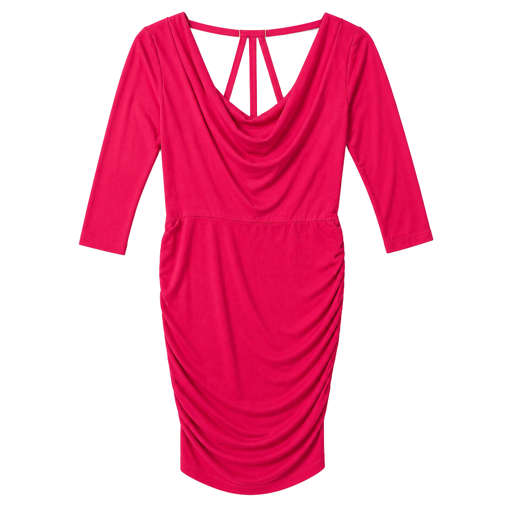 GUESS Ruched Cowl Neck Dress Size 6 Pink Cocktail 1