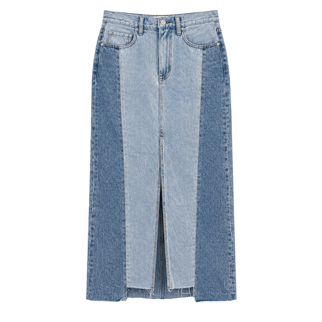 Pistola Denim Midi Skirt Size 25 Blue Two-Tone Raw Hem 1