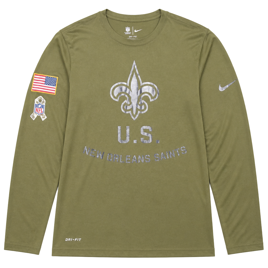 New Orleans Saints Mens Large Green Camouflage NFL Salute To Service Nike Tee 1