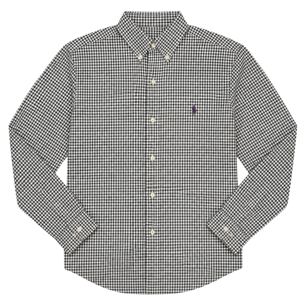 Vintage 90s Ralph Lauren L Golf Tilden Two-Ply Cotton Gingham Button-Down Shirt 1