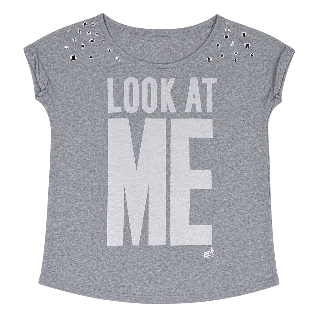 M - Victoria's Secret Pink! Bling Look At Me Graphic Tee Crystals 1