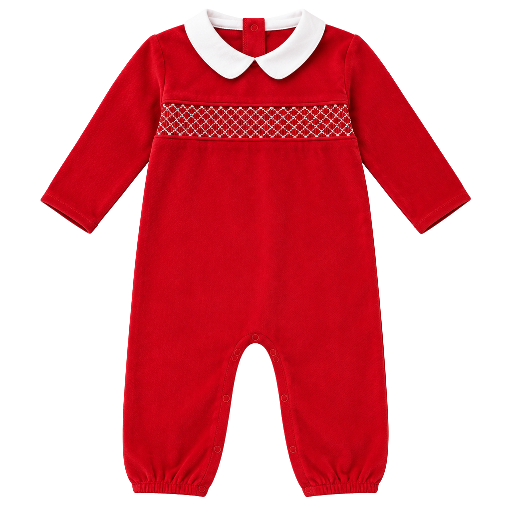 The Beaufort Bonnet Company Baby Rigsby Romper Richmond Red/White 1