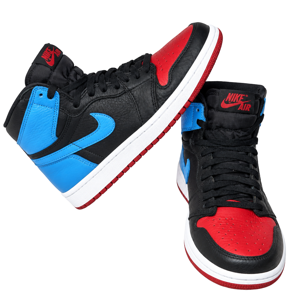 Nike Air Jordan 1 High Top Leather Colorblock Unisex Kids Sneakers 3.5Y 1