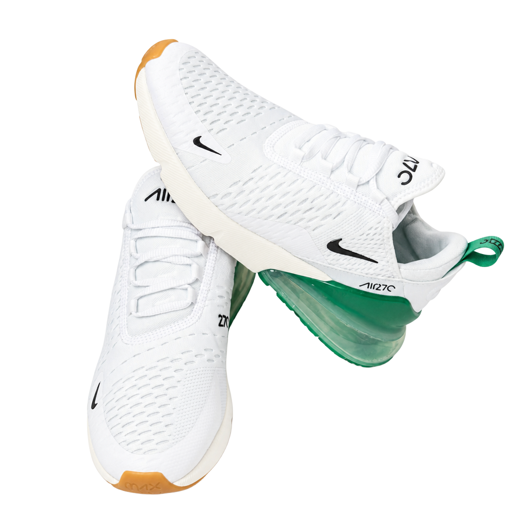 Nike Air Max 270 Low Top Lace-Up Sneakers Mesh White/Green/Black AH6789-125 1
