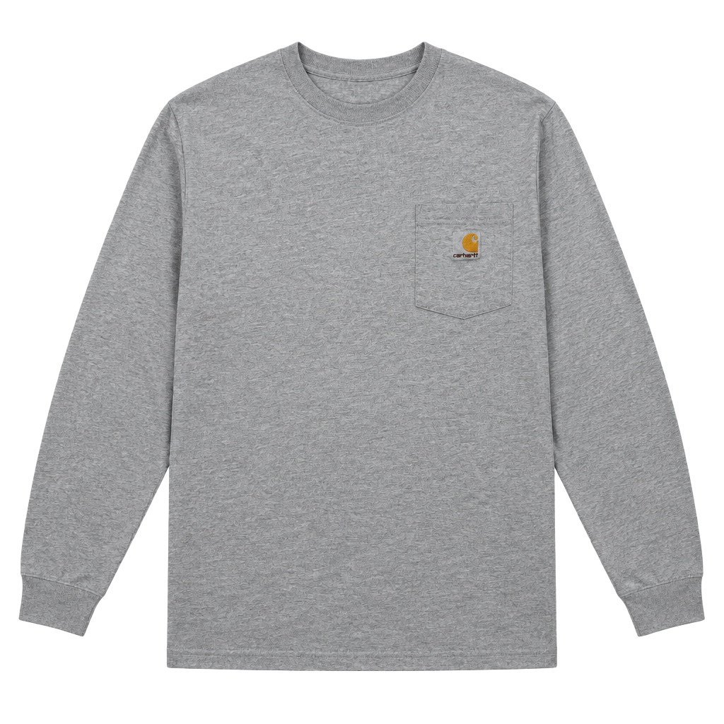 Carhartt Long Sleeve Pocket T-Shirt Heather Grey Men's Size Small 1