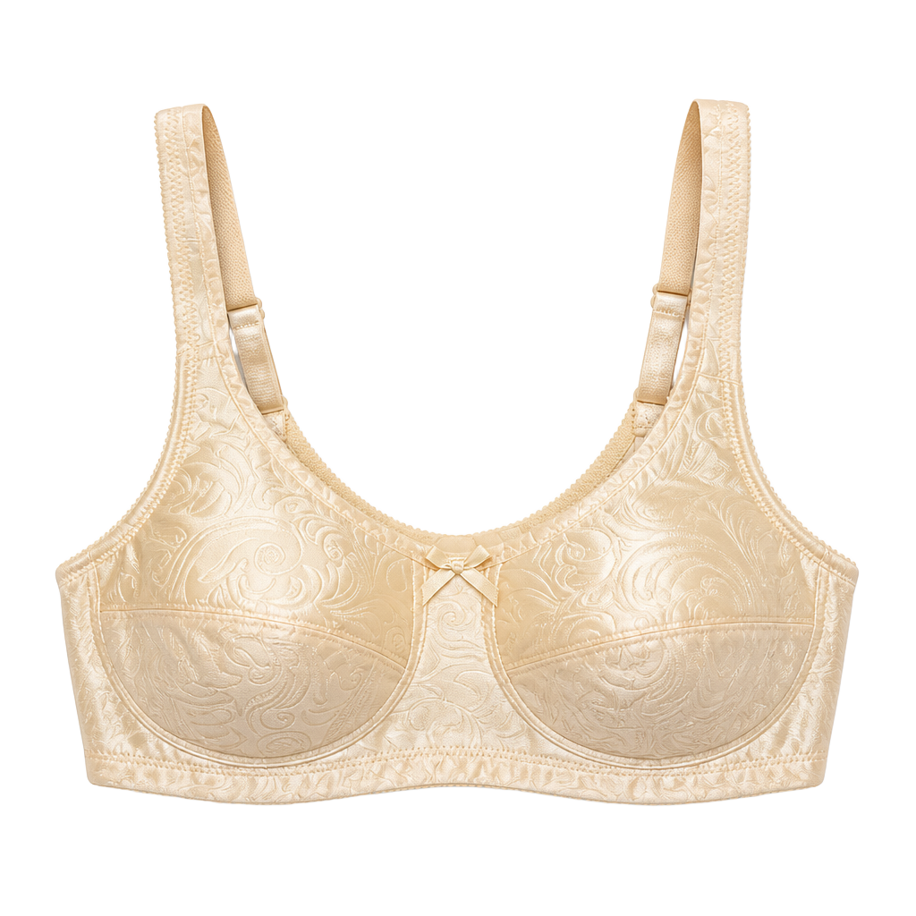 Amoena Women's Mastectomy Bra Beige Jacquard Pattern size 36 A 1