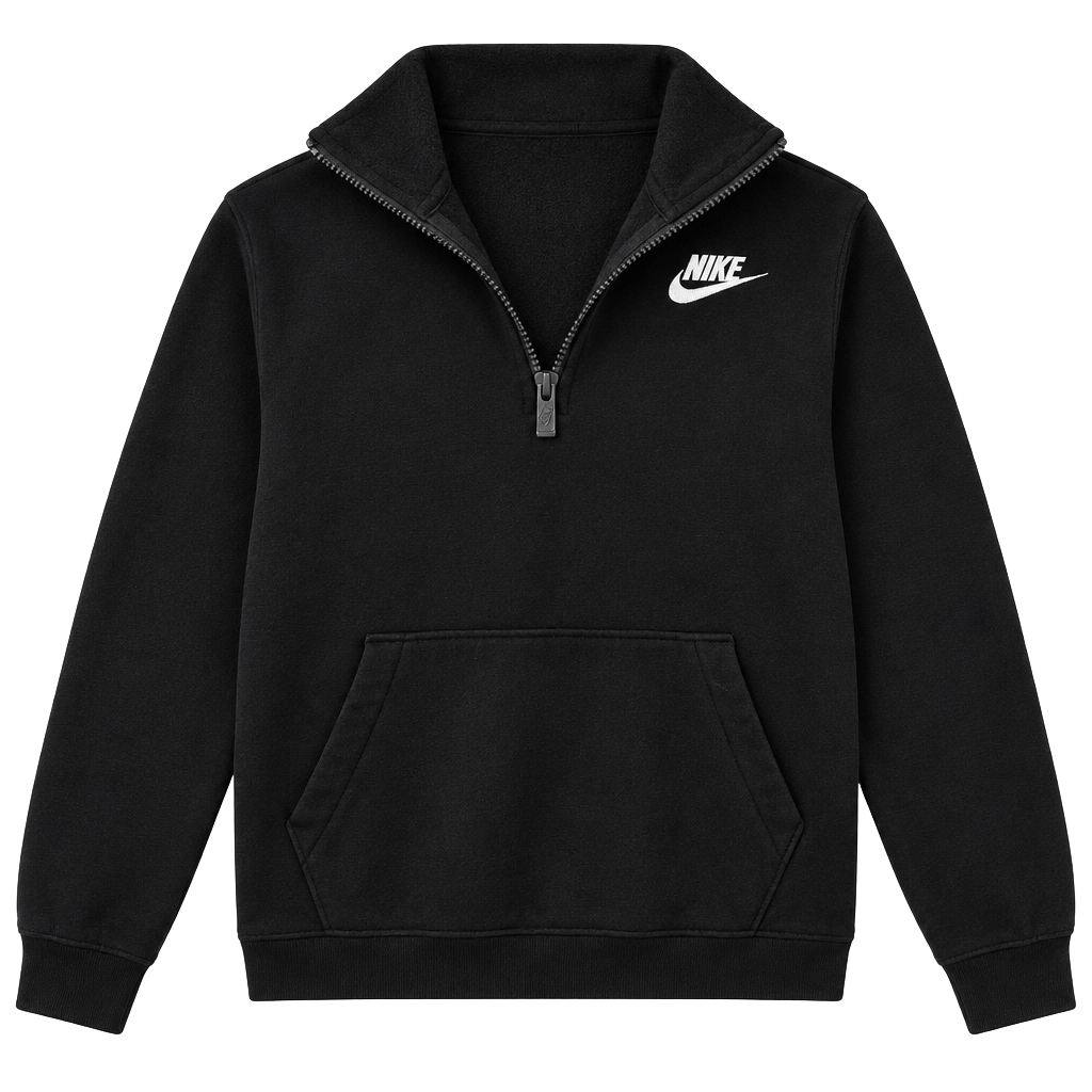 Nike 1/2 Zip Sweatshirt Black Embroidered Logo 1