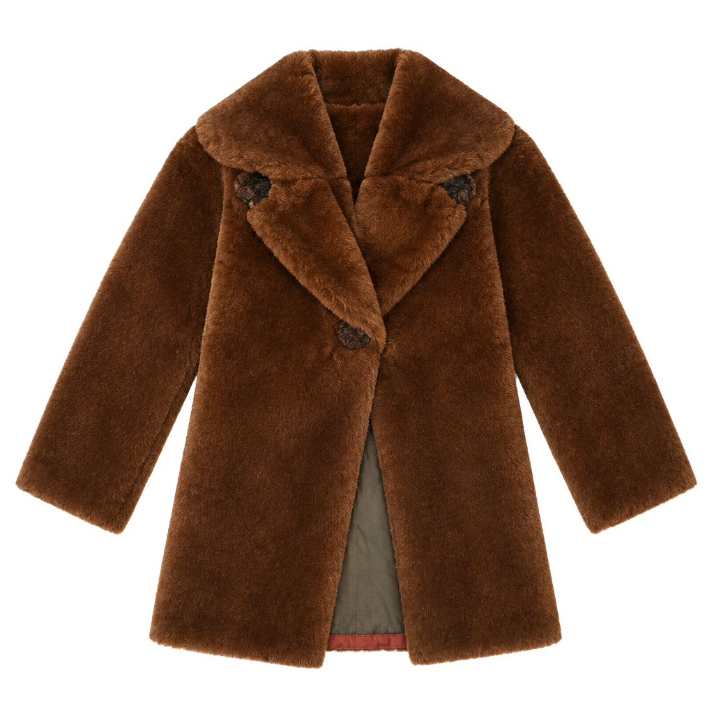Vintage Chocolate Brown Faux Fur Coat – Gorgeous Oversized Collar – Glamorous Retro Style 1