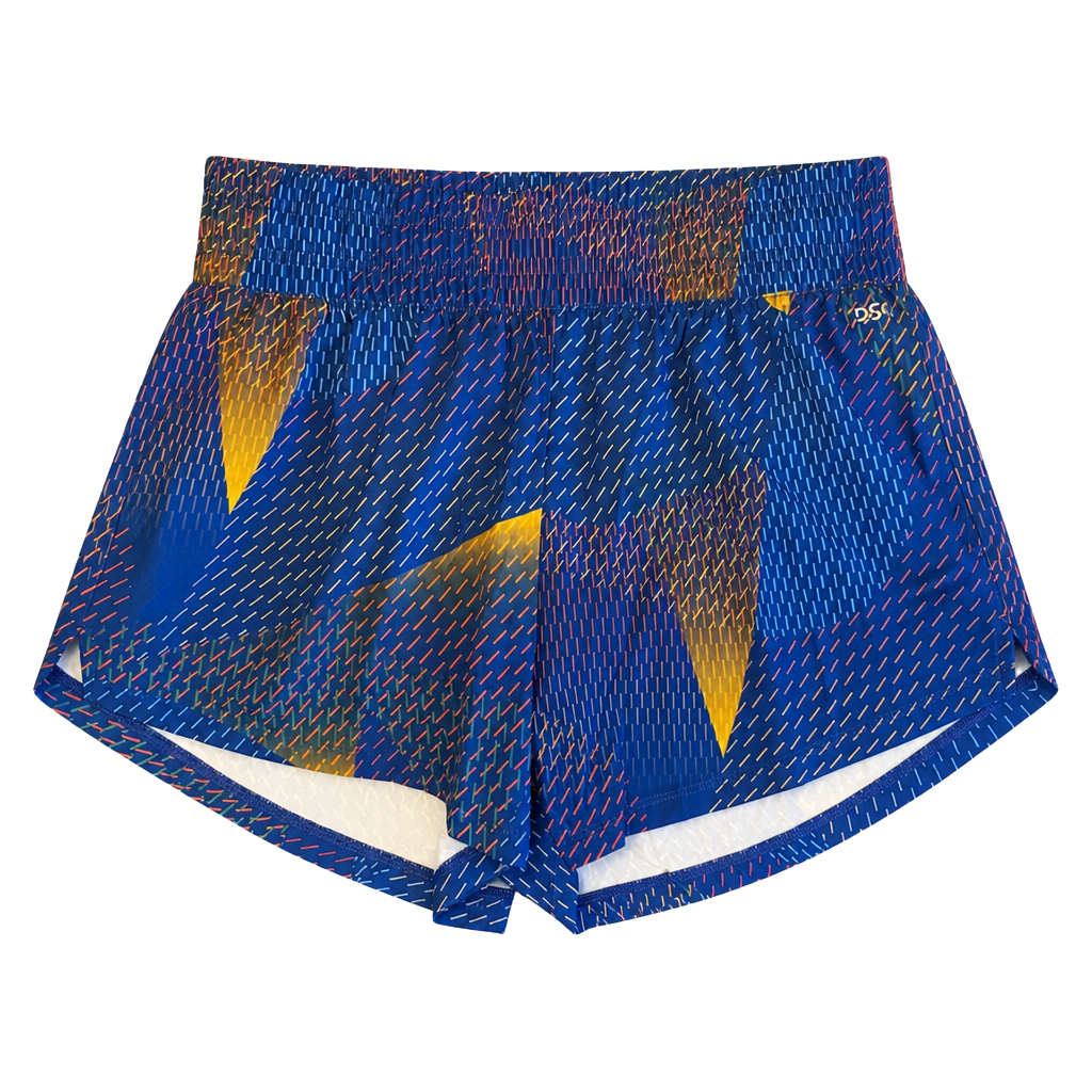 DSG Women's High Rise Stride Short in On The Fence Cobalt 1