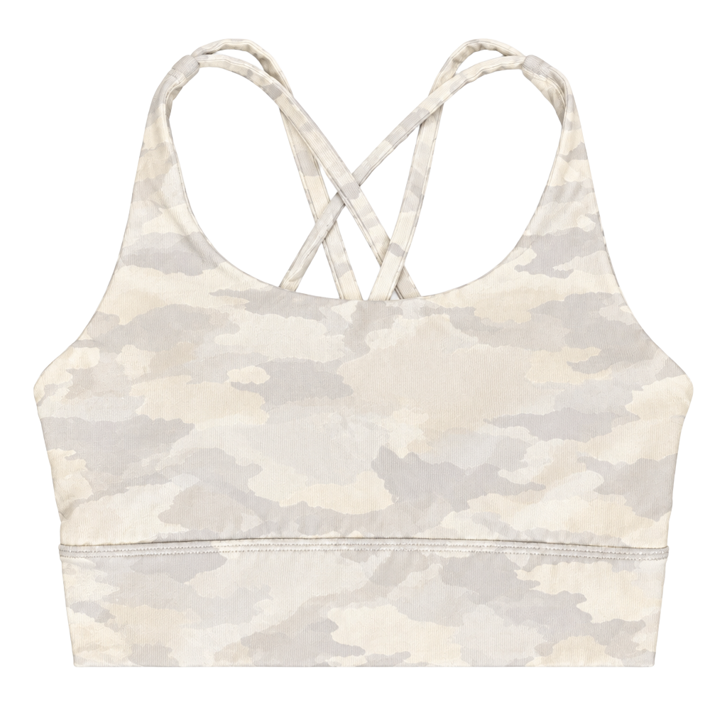 Lululemon Energy Bra Long Line Ribbed Incognito Camo Alpine White Size 6 1