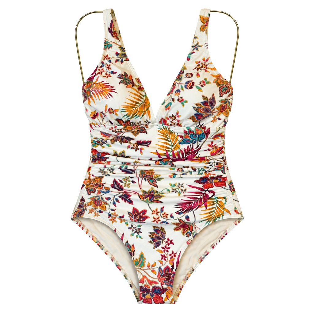 Lauren Ralph Lauren Jacobean Floral Ruched One-Piece Swimsuit 1
