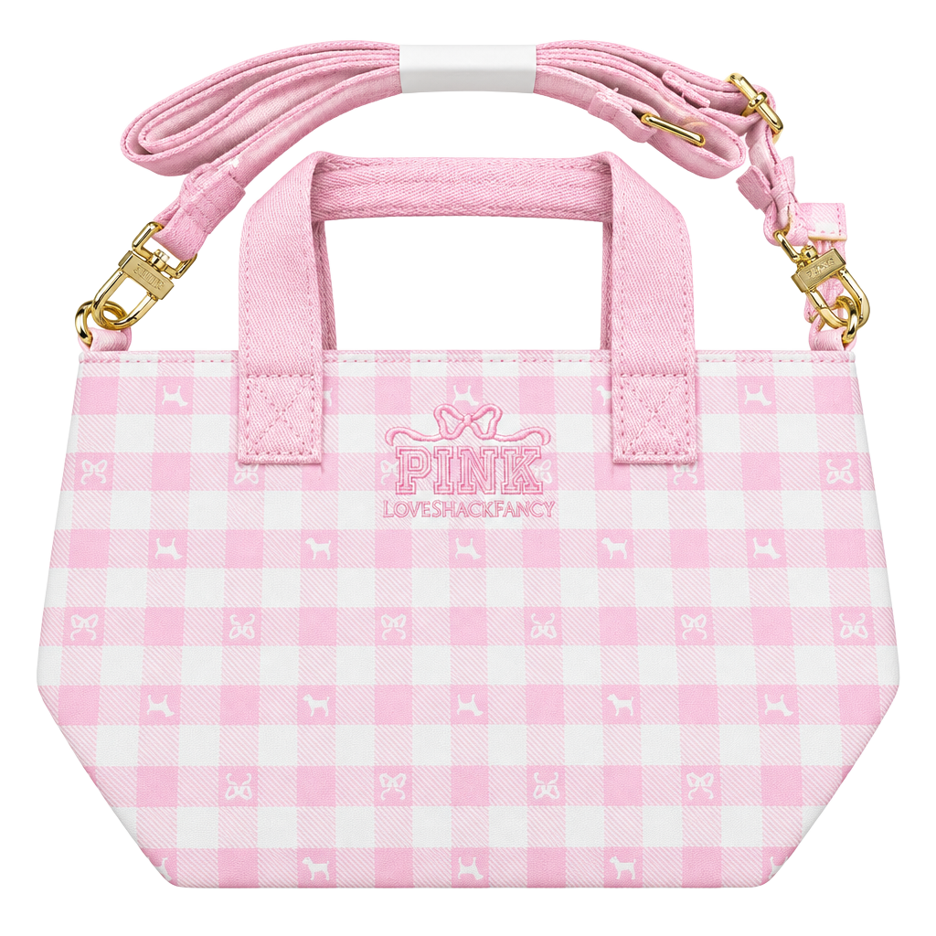 PINK x LoveShackFancy Icon Gingham Mini Tote Crossbody Bag NWT Limited Edition 1