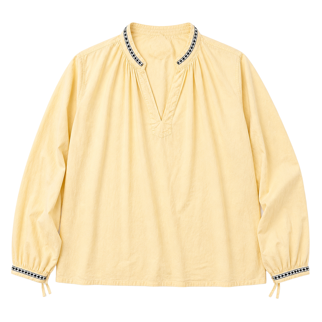 Vintage Armani Jeans Yellow Embroidered Boho Peasant Blouse 1