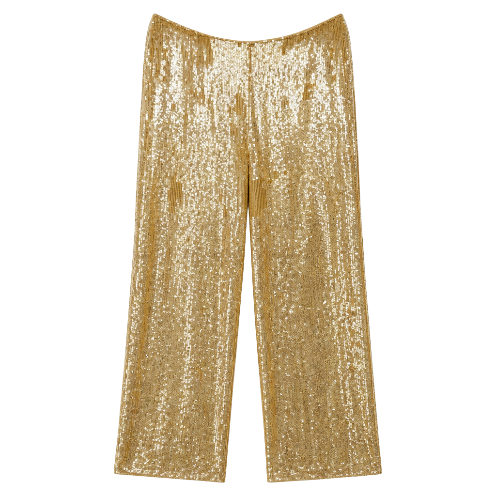 The RealReal Gold Sequin High-Waisted Straight Leg Pants 1