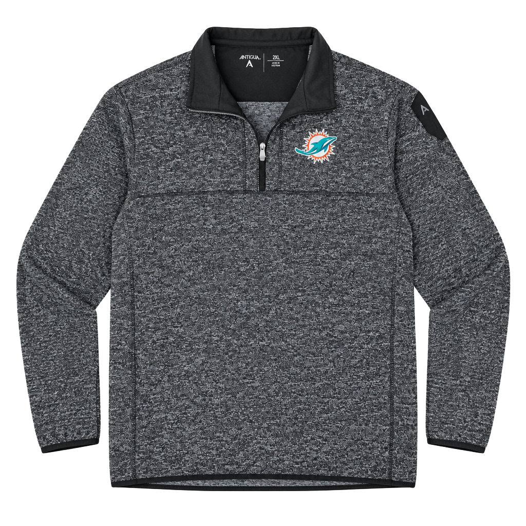 Antigua Miami Dolphins Fortune 1/4 Zip Pullover Size 2XL Black Heather 1