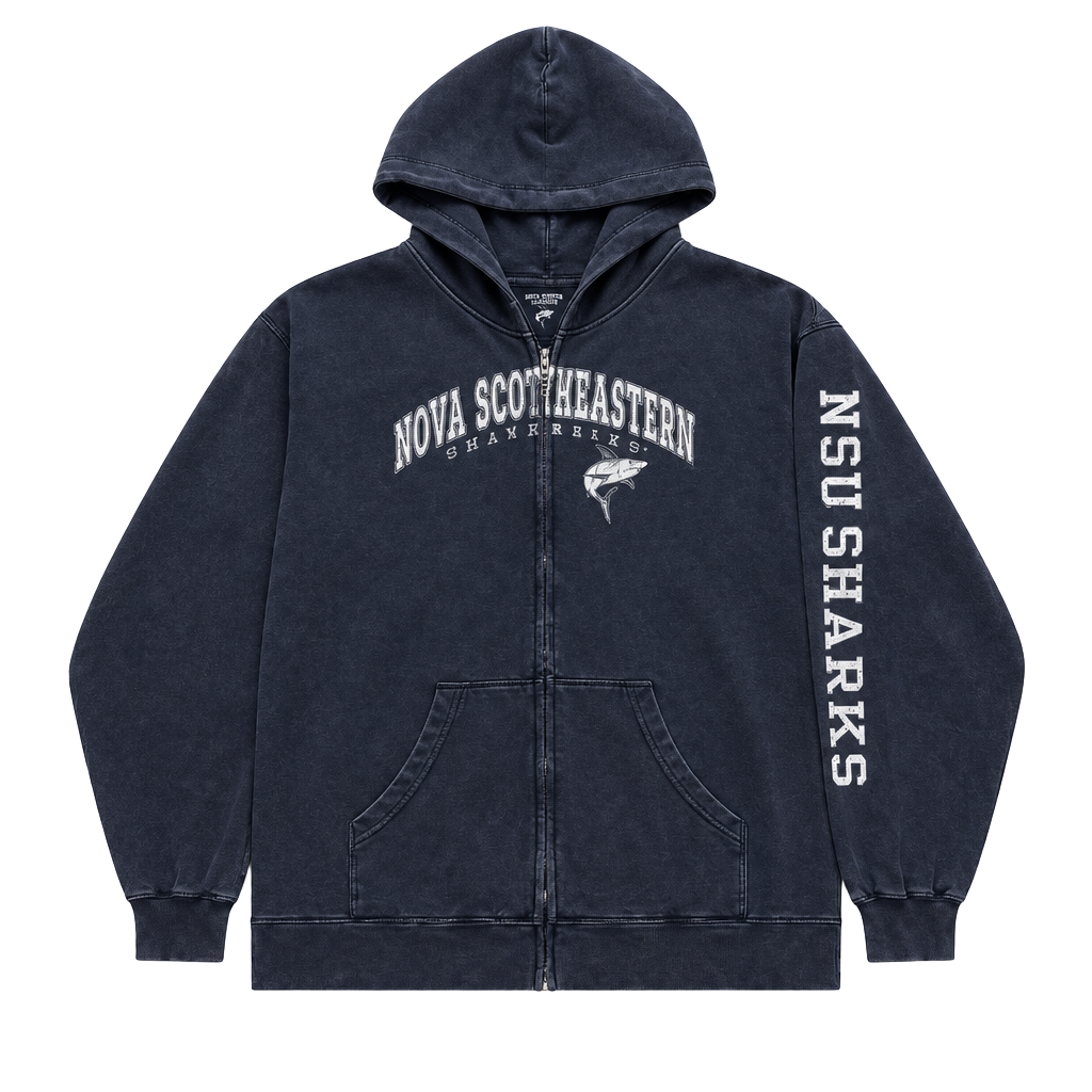 Vintage JanSport Nova Southeastern University Zip Hoodie Size Mens XL Navy Blue 1