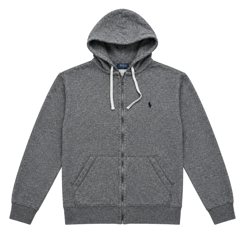 Polo Ralph Lauren Full Zip Hoodie Size M Grey Thermal Lined Hood 1