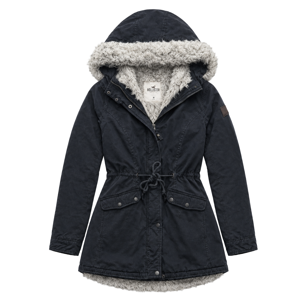 Y2K Hollister Faux Fur Lined Black Parka Jacket Size Women’s M 1