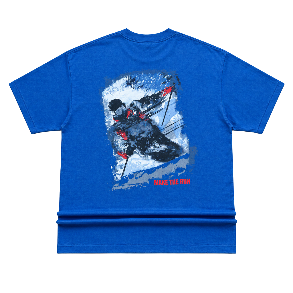 Vintage 90s Marlboro Adventure Team 'Make The Run' Skier Graphic T-Shirt XL 1