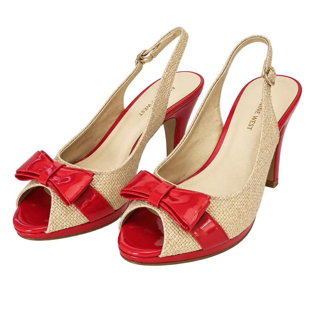 Anne Klein Slingback Pumps | Orange & Cream Bow Heels | Size 8M 1
