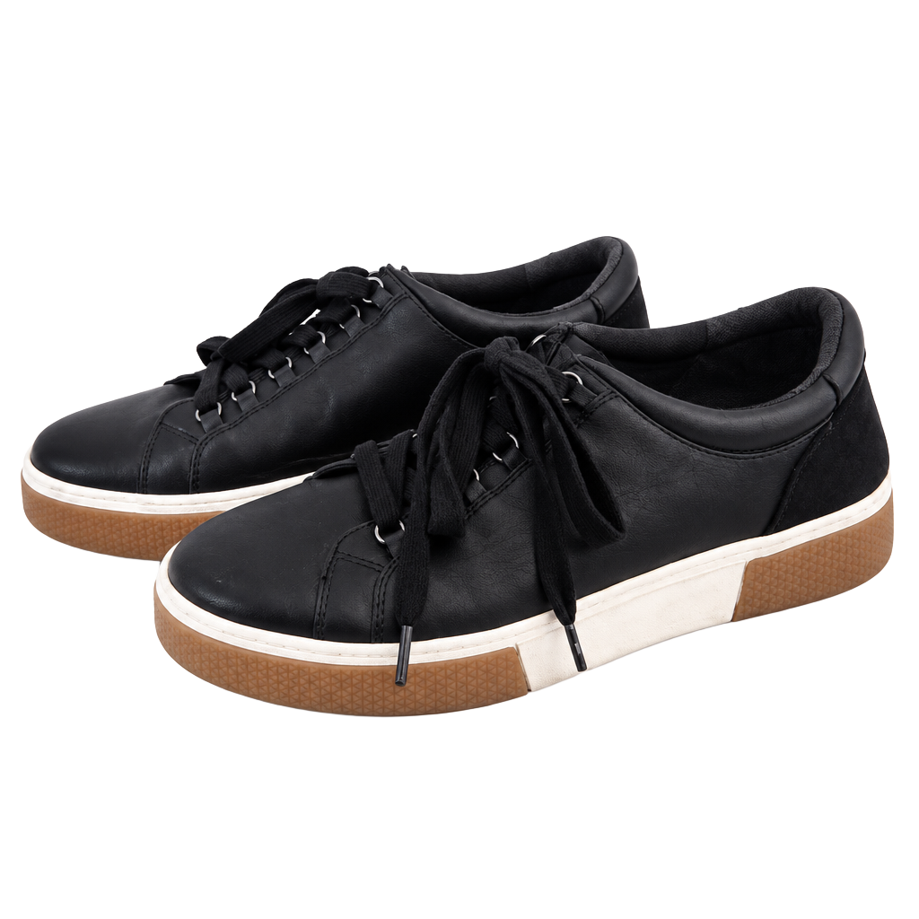 Caslan Andes Black Leather Sneakers | Women’s Size 7.5 M 1