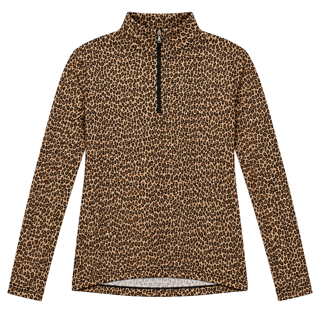 NILS Sportswear Women’s Leopard Print Quarter Zip Pullover Top Size Medium 1