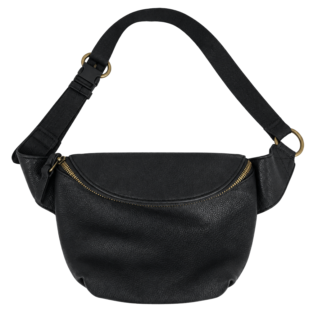 Universal Threads Black Leather Belt Bag - Sleek Hands-Free Crossbody 1