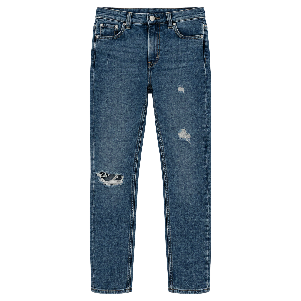 H&M High Waist Skinny Jeans Distressed Blue Denim Size 4 / EU 36 1