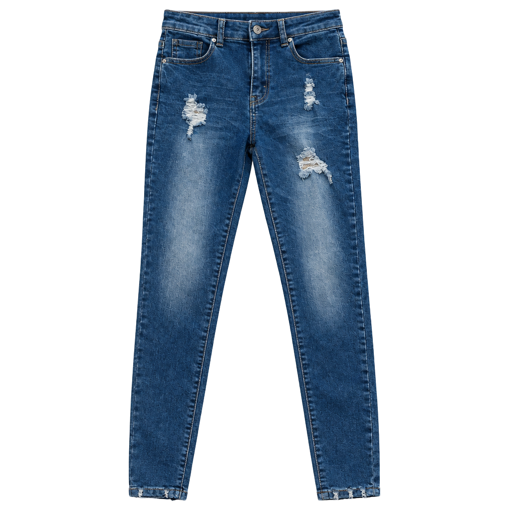 Wax Jean Distressed Skinny Jeans Medium Wash Blue 1/25 Stretch 1