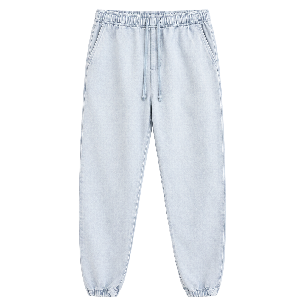 Mambo Jogger Pants Women’s Size 8 Light Blue Elastic Waist Casual Denim 1