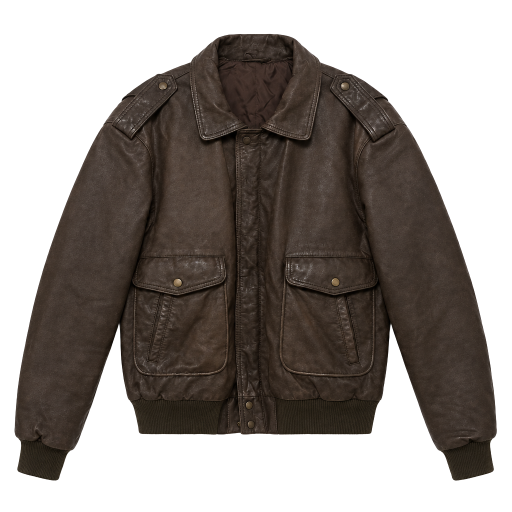 Vintage 1980s A-2 Leather Bomber Jacket Size 52 Brown Flight Aviator YKK Zip 1