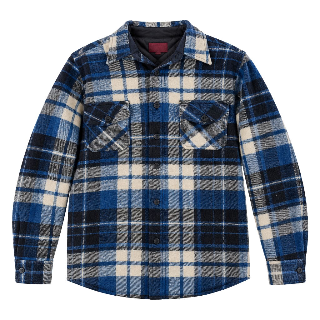 Kings Road Sears Plaid Flannel Shirt Size 17 XL Blue Black Vintage 1