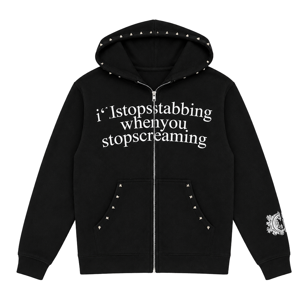 Chiodos Spiked Zip-Up Emo Band Hoodie Black 1
