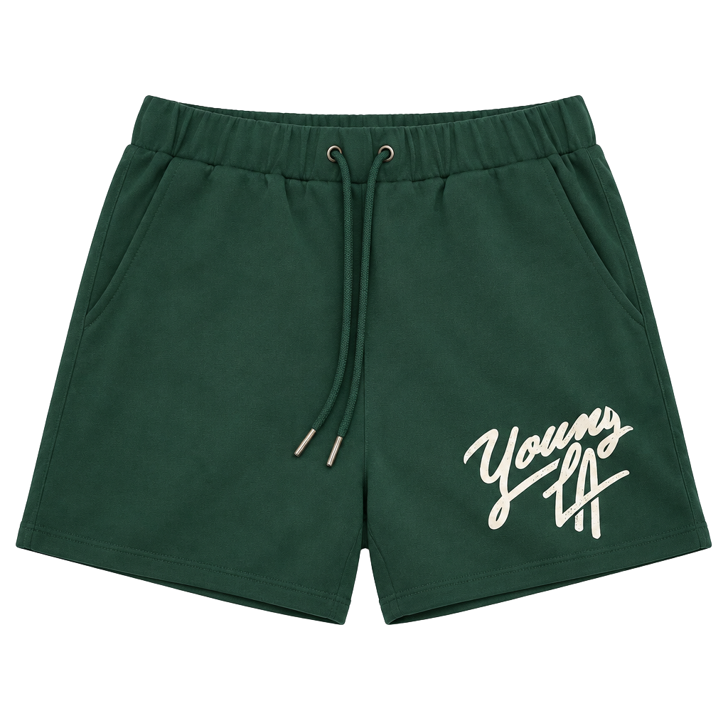 YoungLA Athletic Shorts Size XXL Green Drawstring 1