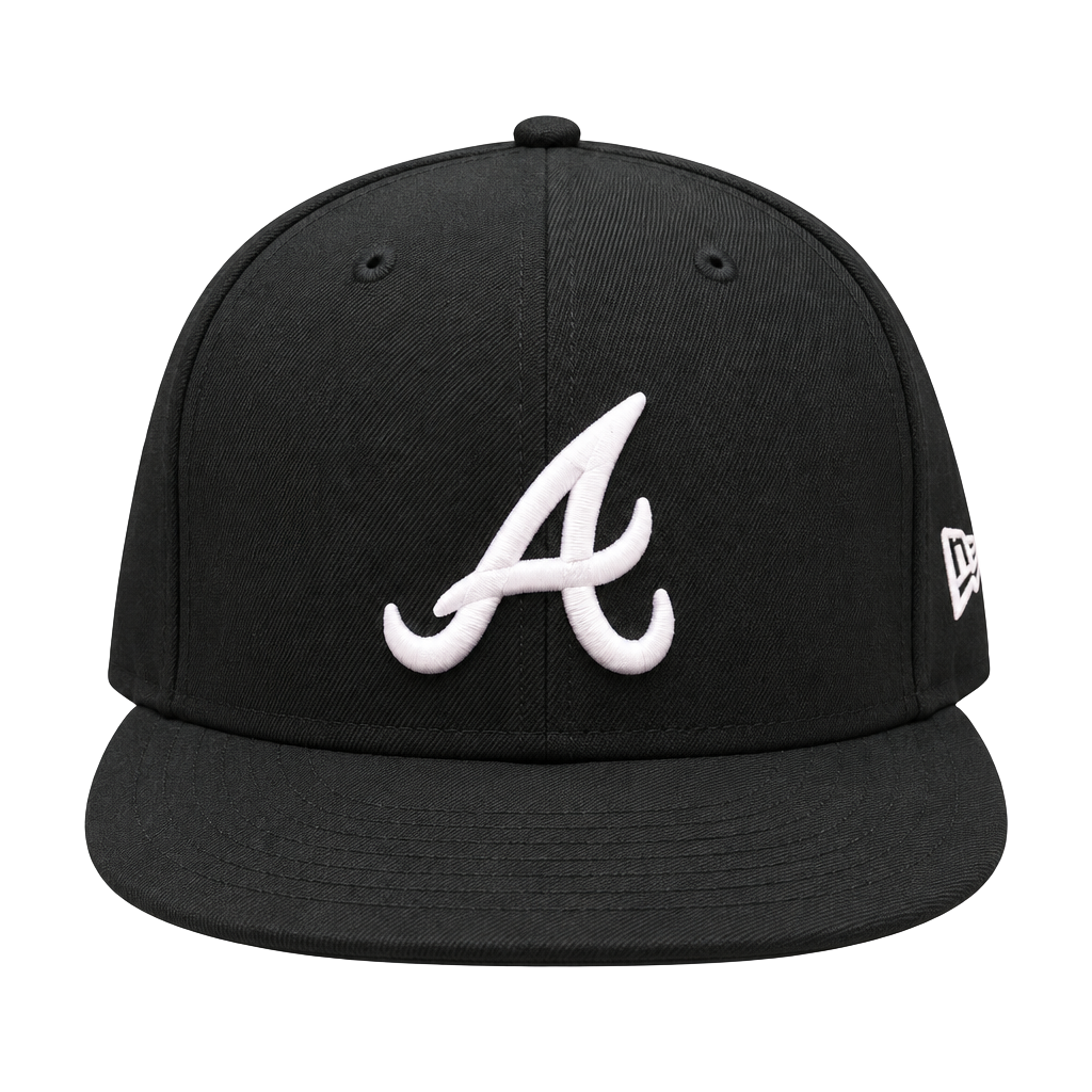 New Era Atlanta Braves 59FIFTY Fitted Hat Size 7 1/2 Black 1