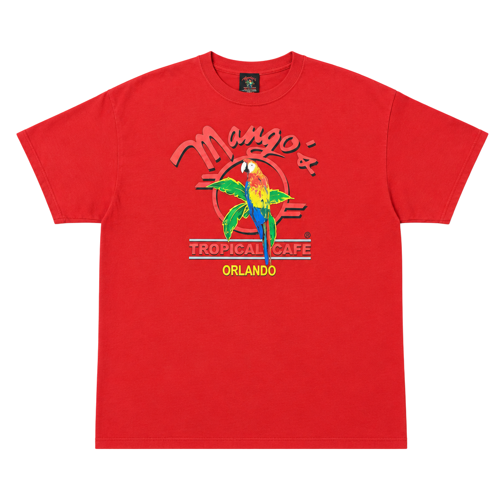 Mango's Tropical Cafe T-Shirt Size XL Red Orlando Parrot Logo 1