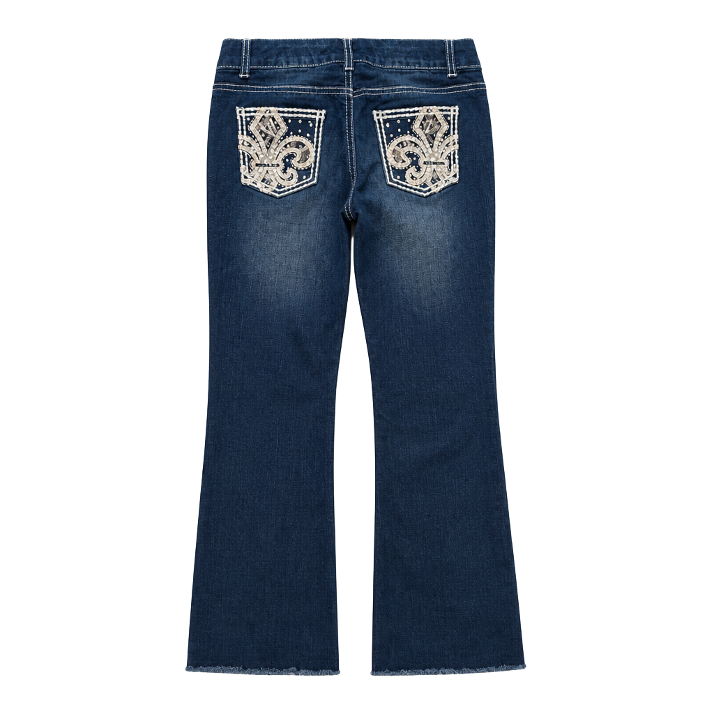 Faded Glory Bootcut Jeans Size 14 Blue Denim Rhinestone Embellished 1