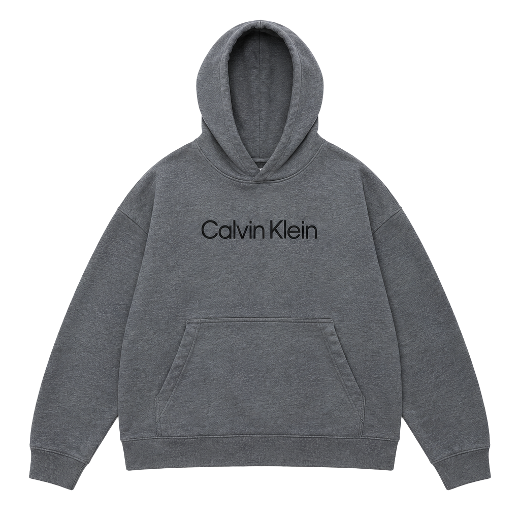 Calvin Klein Standard Logo Terry Hoodie Size L Grey Relaxed Fit 1