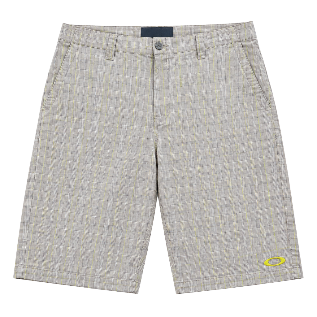 Oakley Plaid Casual Shorts Size 36W Beige Yellow Striped 1