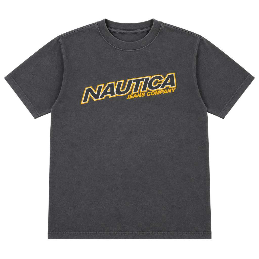 Nautica Jeans Company Black T-Shirt Size L Logo Graphic Tee 1
