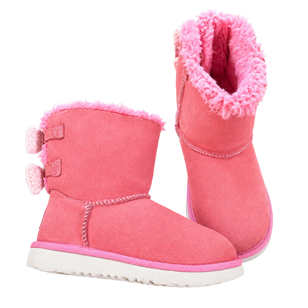 Ugg Bailey Bow Knit Bows Boot Size 3 Kids Pink Suede 1
