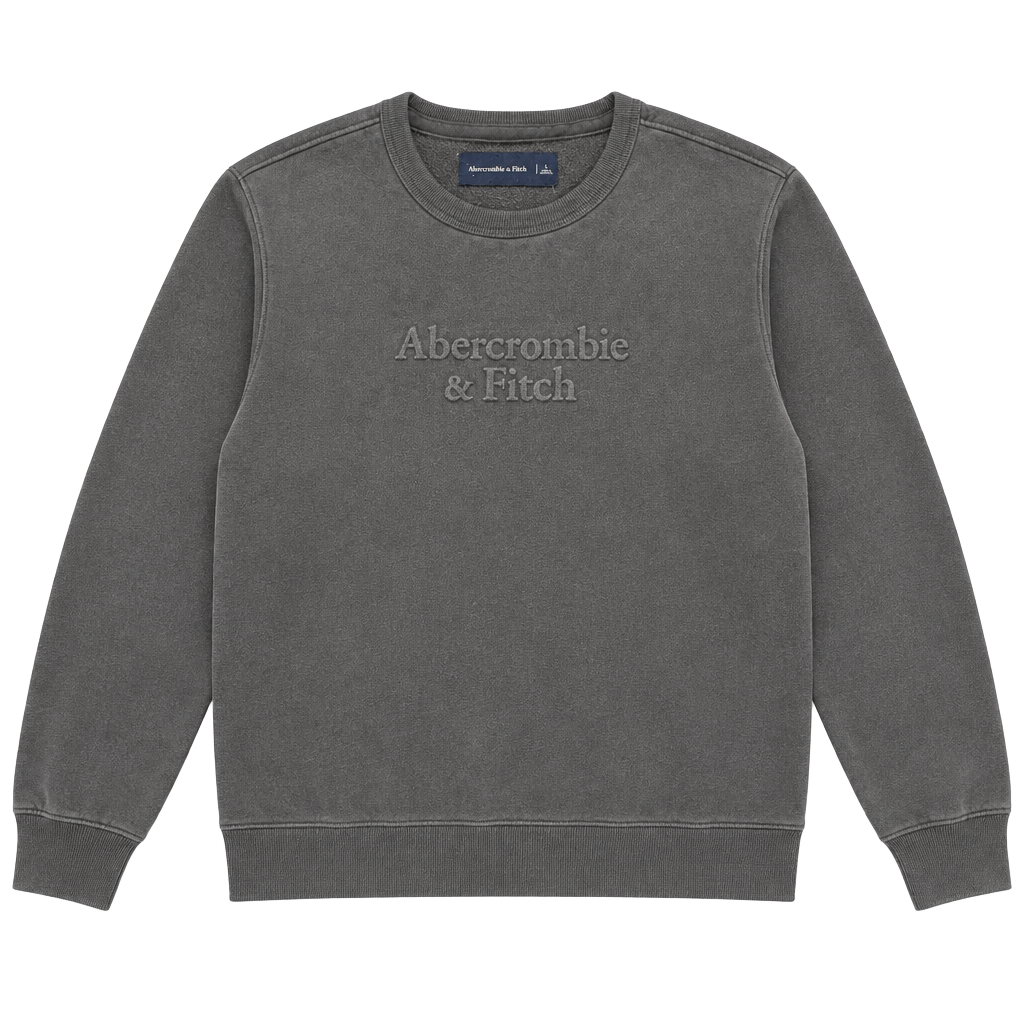 Abercrombie & Fitch Sweatshirt Size L Black Crew Neck Logo Pullover 1