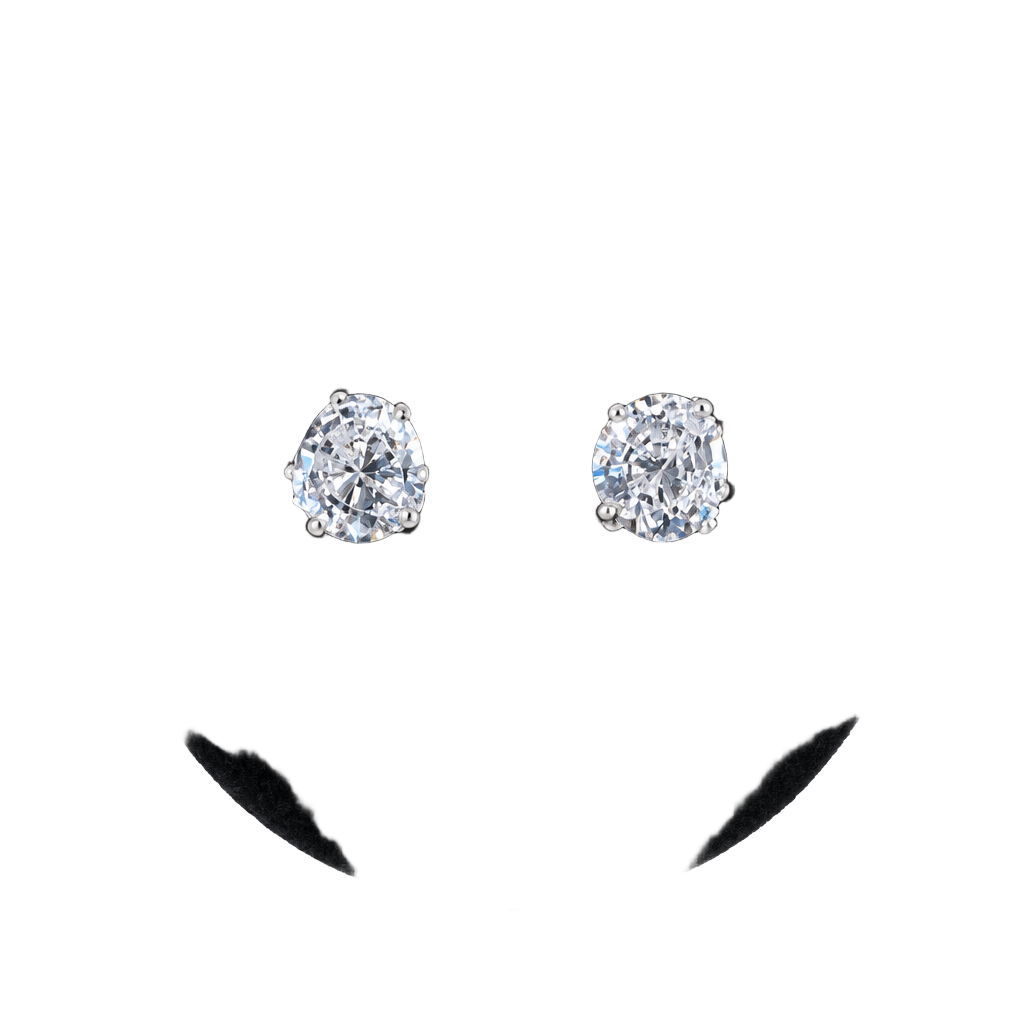 Heart-Shaped Clear Crystal Stud Earrings Silver Tone Butterfly Back Closure 1