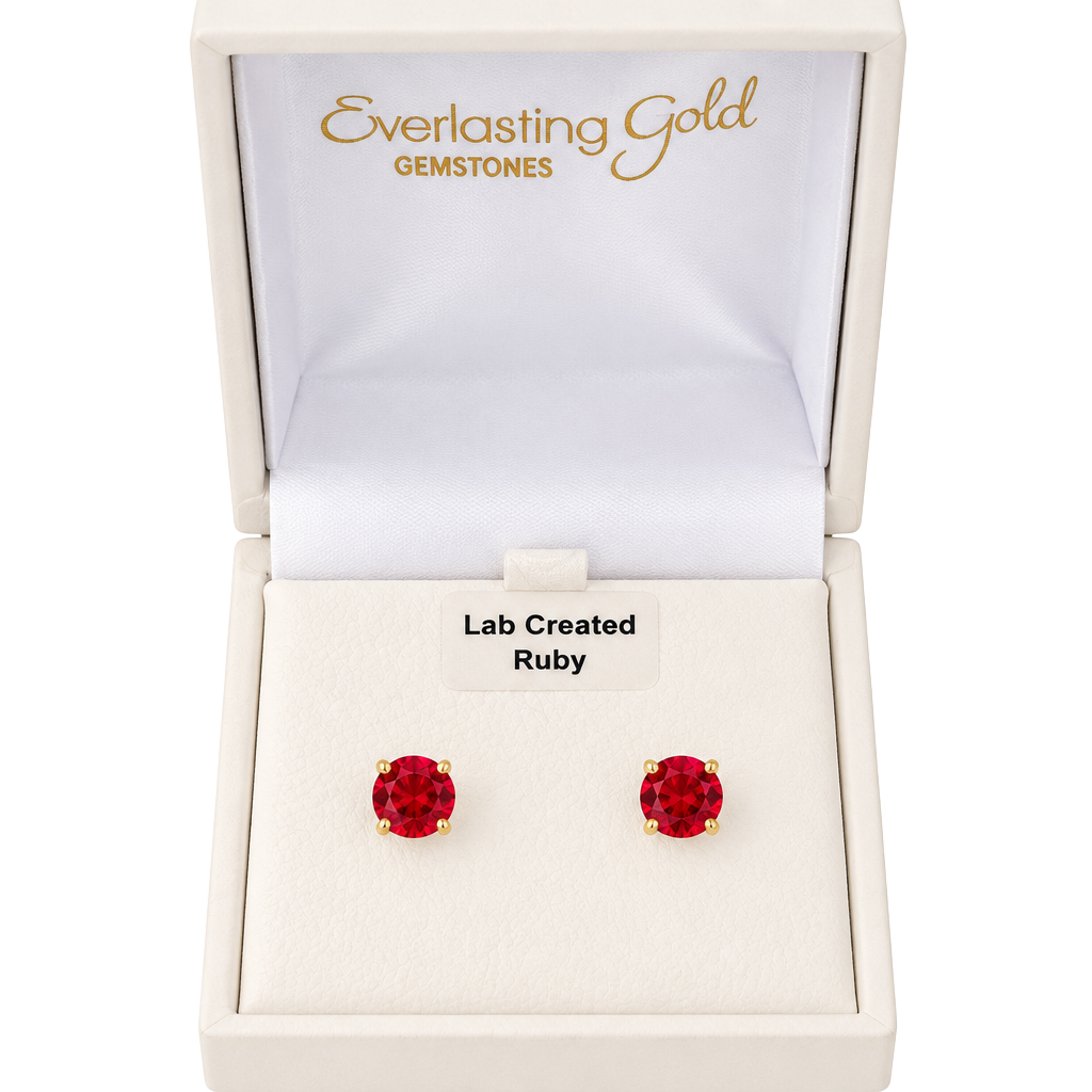 Everlasting Gold 10KYG Created Ruby Stud Earrings 1