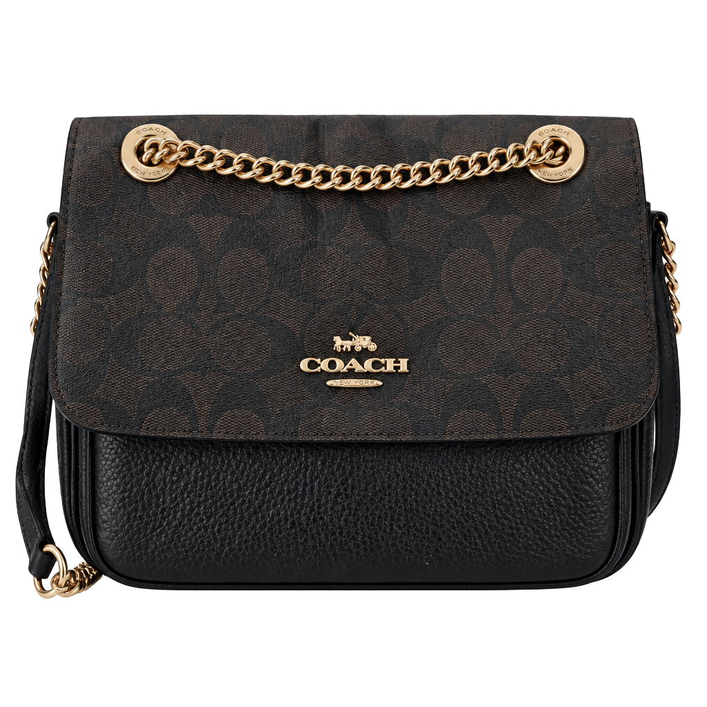 Coach Signature Parker Convertible Crossbody Bag Dark Brown Black 1
