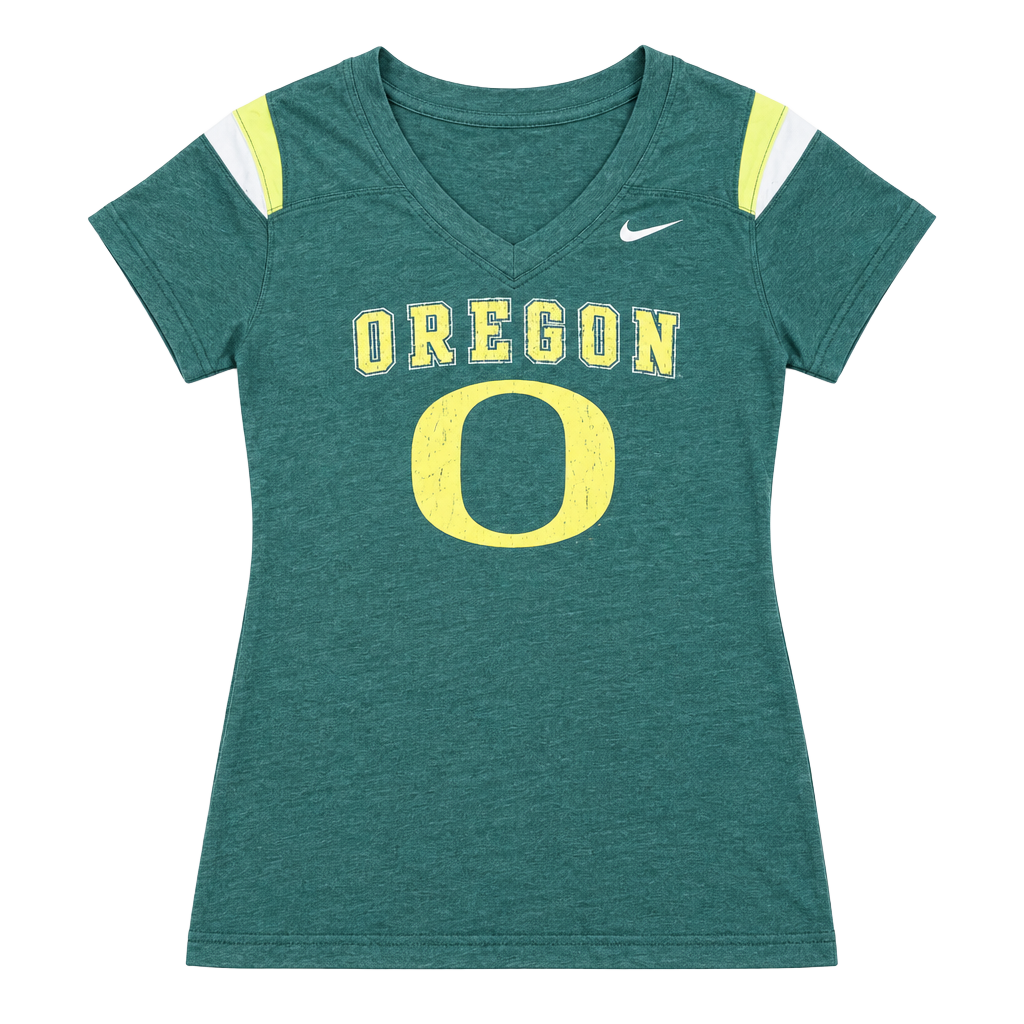 Nike Oregon Ducks V-Neck T-Shirt Size S Green Cotton 1