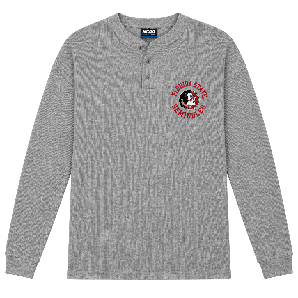 NCAA Florida State Seminoles Henley Size XL Gray Thermal Long Sleeve Shirt 1