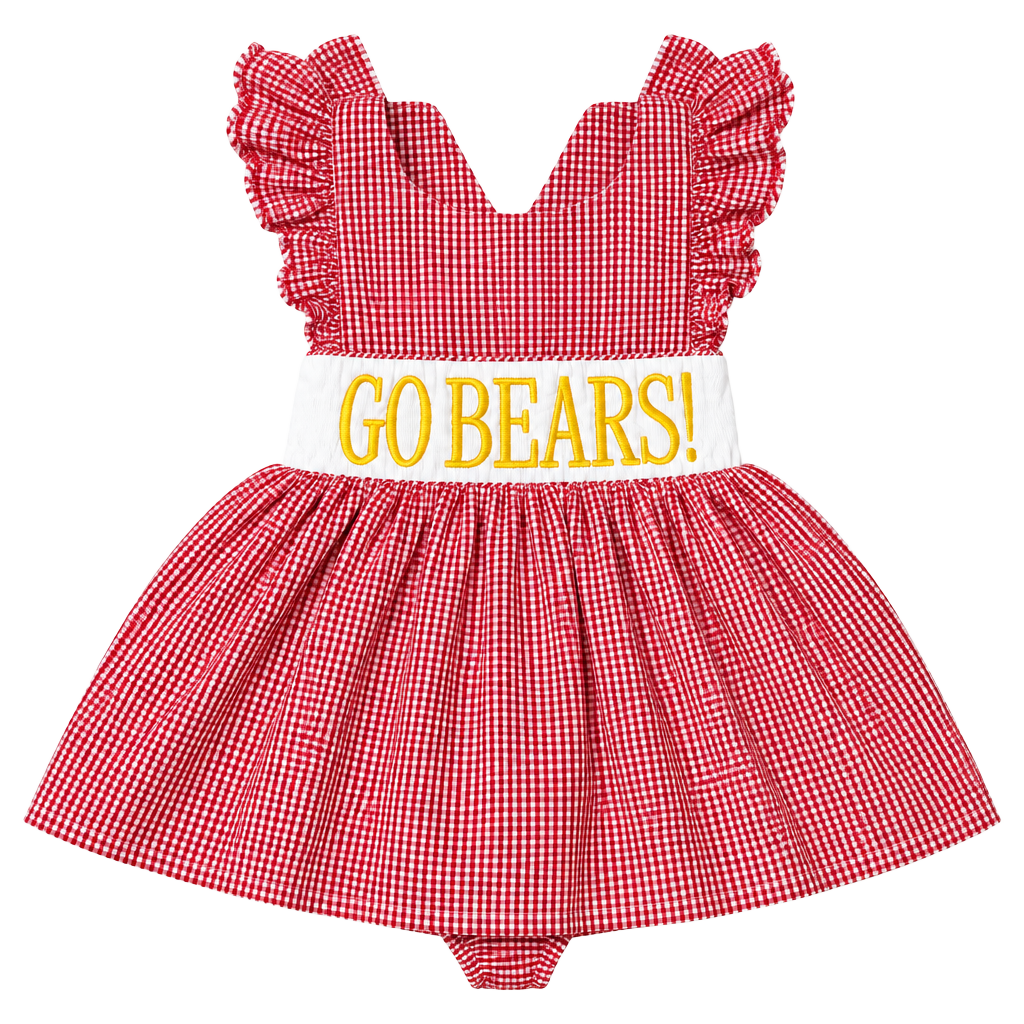 Smockingbird Go Bears Gingham Bubble Dress Size 2T 1