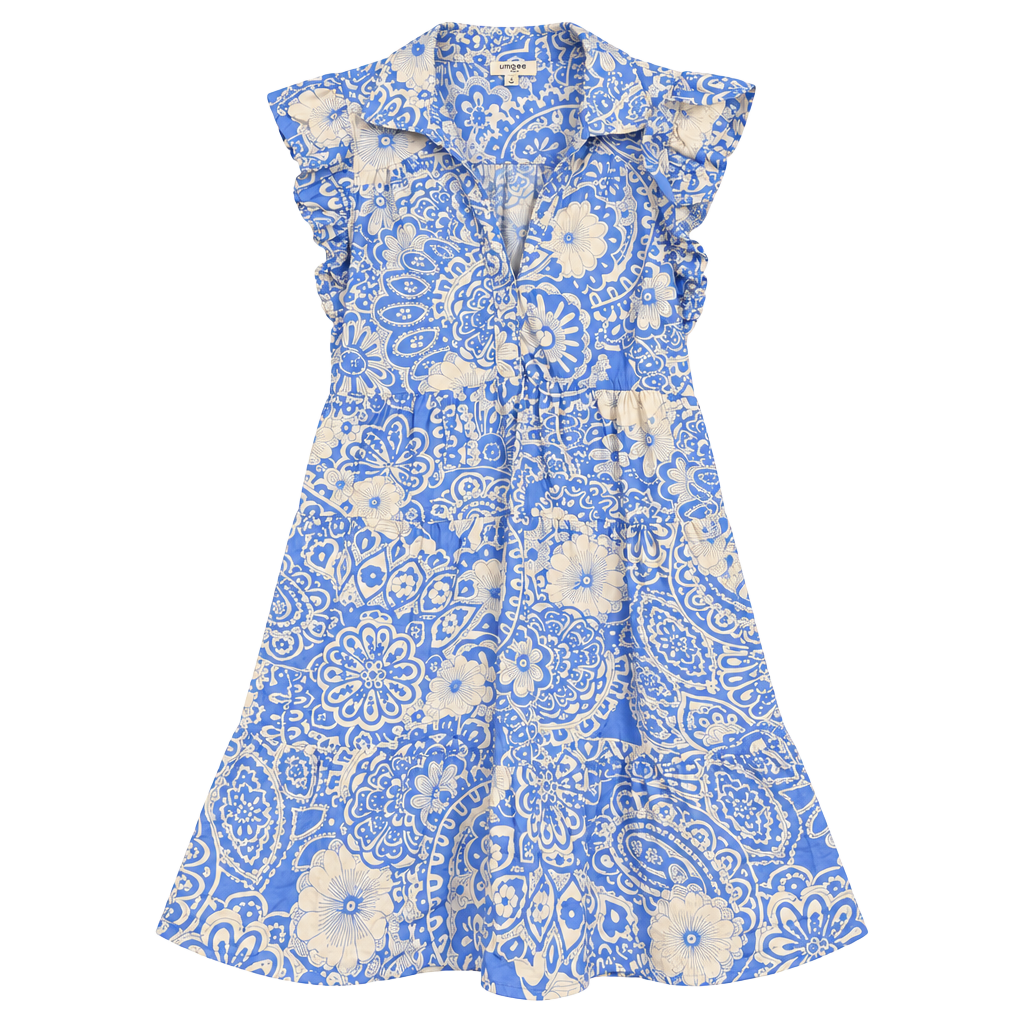 Umgee Tiered Ruffle Sleeve Dress Size M 1