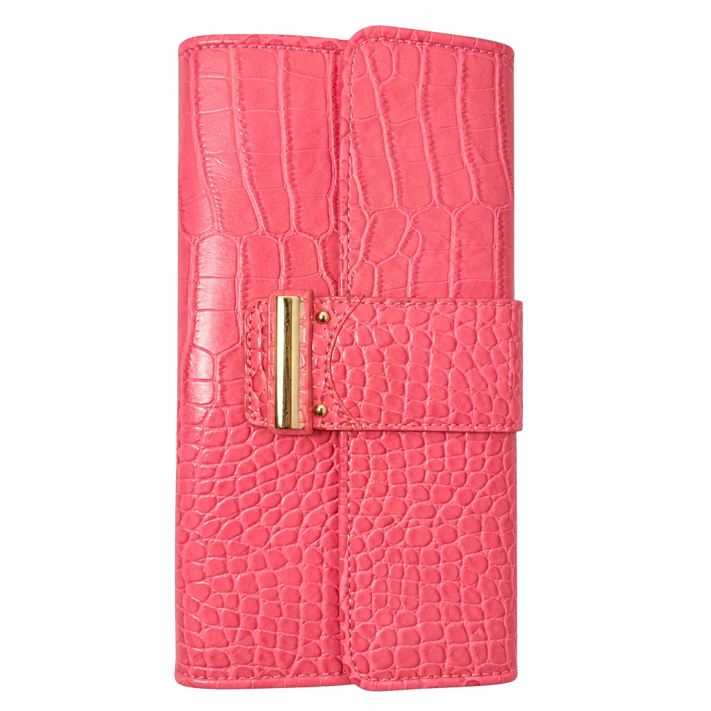 Ann Taylor LOFT Pink Crocodile Embossed Faux Leather Clutch Purse 1
